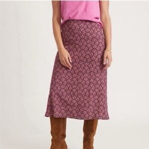 Marine Layer Ryan Midi Slip Skirt - Fan Block Print